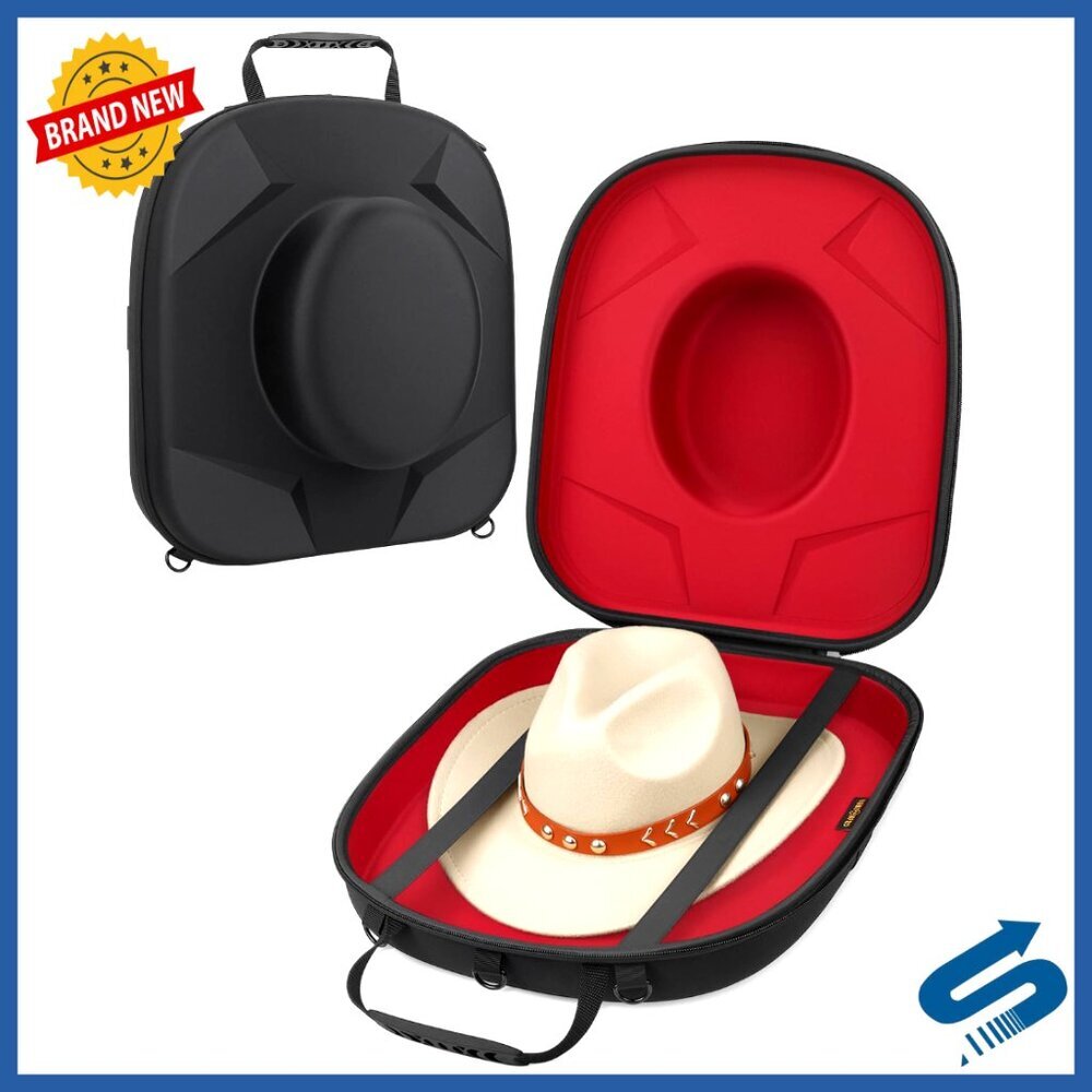 Crush Resistant Travel Hat Carrier with Handle Strap EVA Storage Box